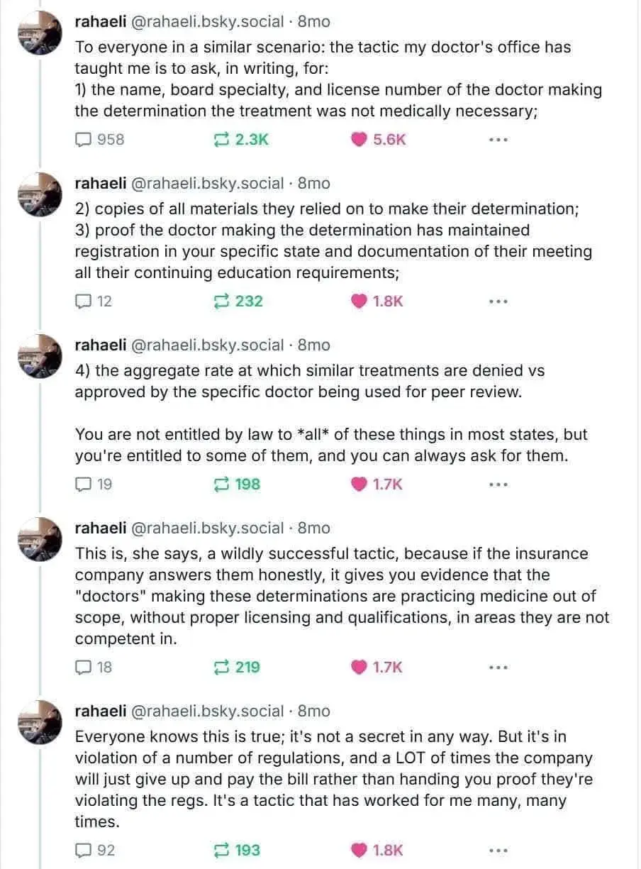 a list of things to request from your insurer that may cause them to charge their determination