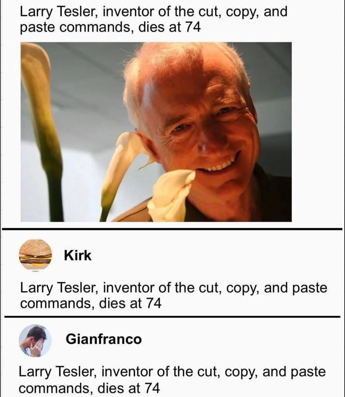 Larry Tesler, inventor of the cut, copy, and paste commands, dies at 74